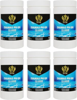 🧼 Zubehör & Pflege – HAF® pH Lifter / pH + / pH Plus Granules 6 kg - For Quick and Reliable Raising and Regulation of pH Value in Pool, Swimming Pool & Whirlpool - Quality: Made in Europe - Quantity: 6 x 1 kg
