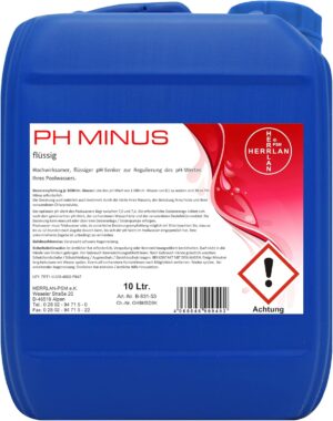 🧼 Zubehör & Pflege – Herrlan® pH Minus 10 Litres / 11 kg - Liquid pH Reducer for Pool & Swimming Pool - Professional pH Regulation for Chlorine & Salt Water Systems - Made in Germany