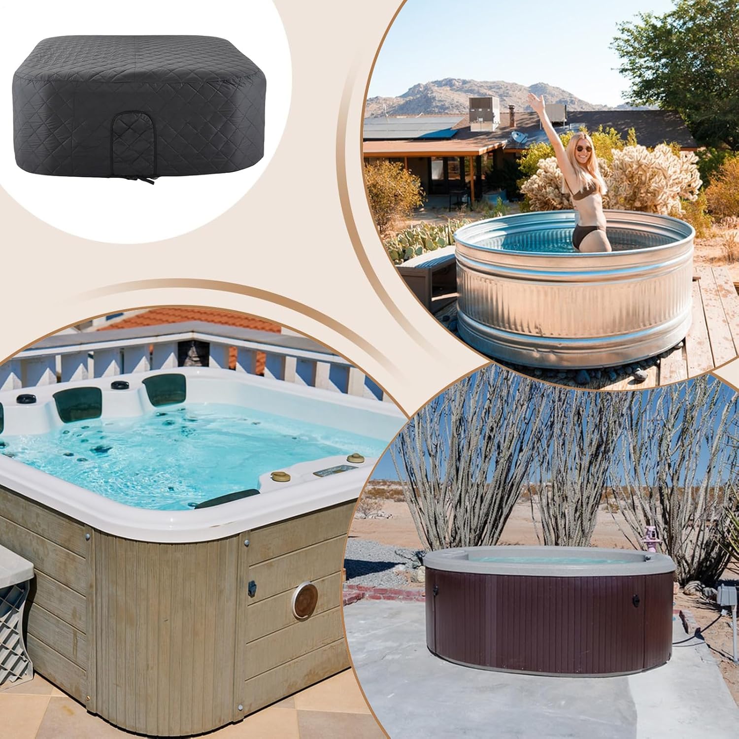 🧊 Whirlpools für Balkon & Terrasse – Spa-Abdeckungen und Abdeckungen | energiesparender Deckel, faltbar, für Spa, aufblasbar, 145 cm, Winter, Garten, Terrasse, Haus – Bild 4