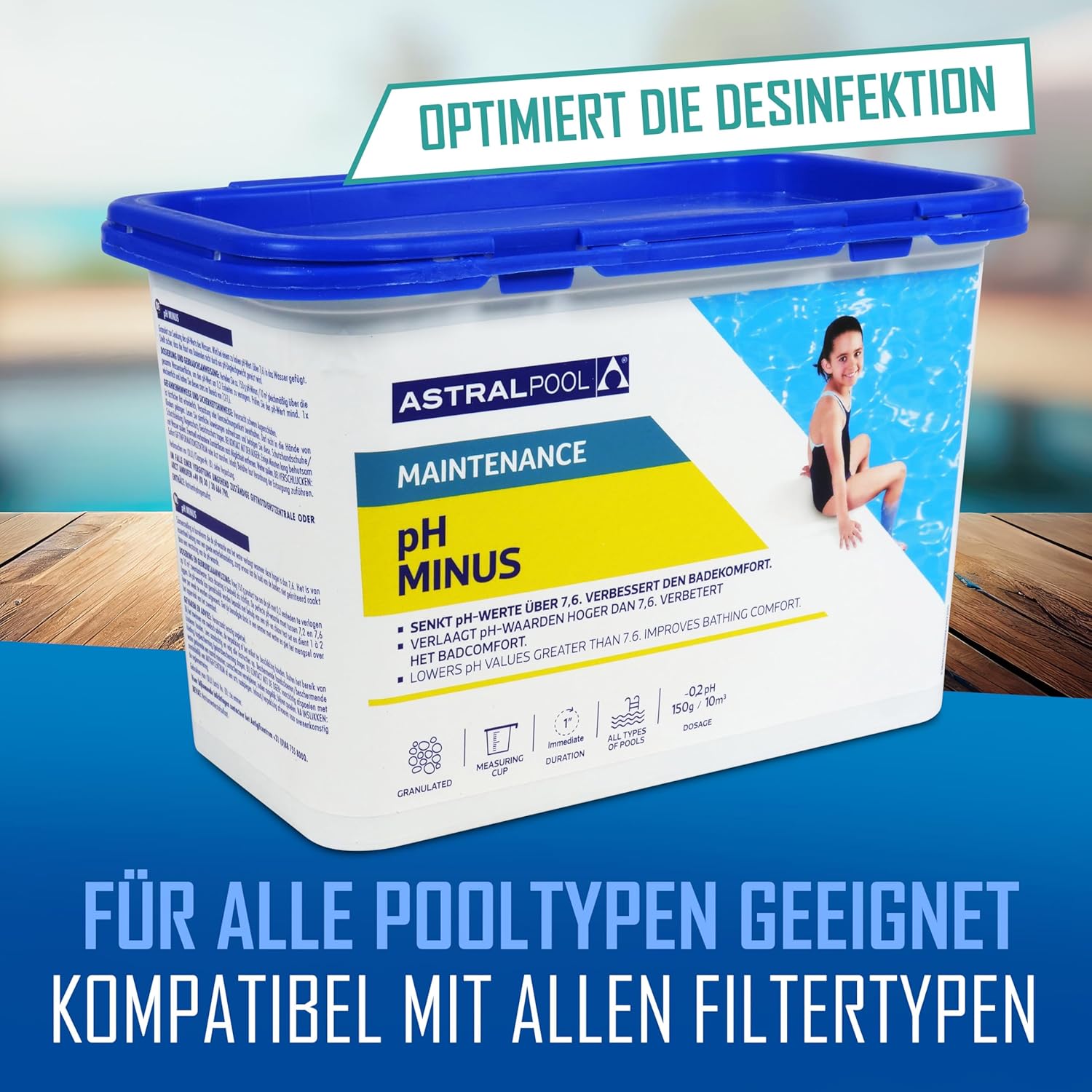 🧼 Zubehör & Pflege – Astral Pool pH Minus Granules 1.5 kg - Fast Acting pH Reducer for Pools and Hot Tubs - Effective Water Care Against Limescale and Skin Irritation – Bild 4