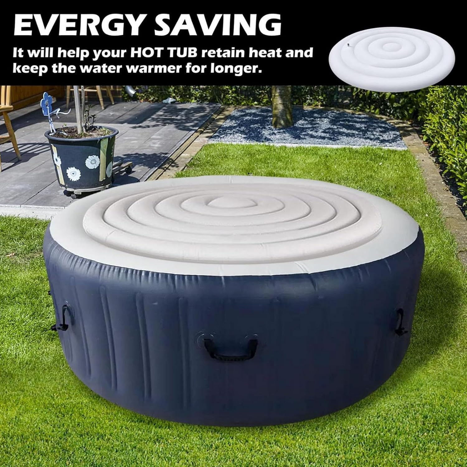 ⭐ Luxus Whirlpools – Aufblasbare Abdeckung, 4,5-Fuß-Whirlpool und Abdeckung, energiesparender Deckel für runde Whirlpools, energiesparende und Regenabdeckung, Abdeckungsschutz – Bild 7
