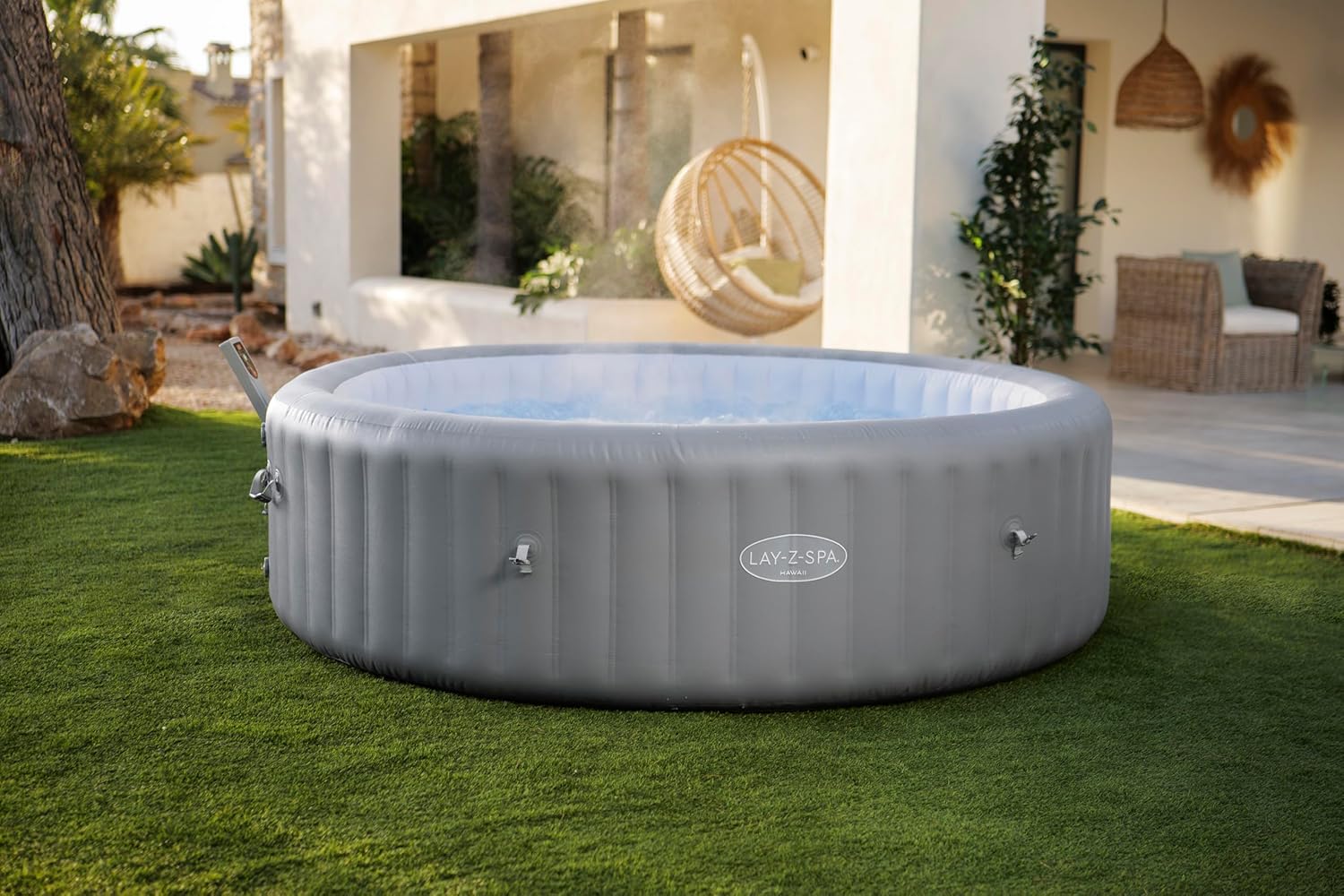 ⭐ Luxus Whirlpools – Bestway Lay-Z-Spa Hawaii AirJet Whirlpool Ø236 x 71 cm – Aufblasbarer Outdoor-Whirlpool für 8 Personen, 190 AirJet Düsen, EnergySense Dämmung, App-Steuerung, Heizung 40 °C, Frostwächter, TriTech PVC – Bild 9