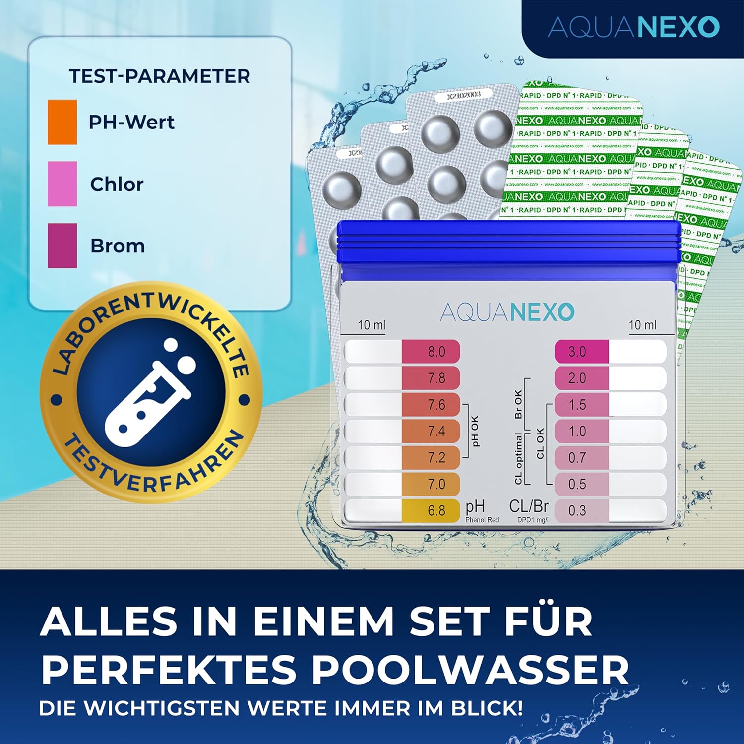 🎯 Whirlpool Gadgets – Pool Tester pH and Chlorine Including 60 Pool Test Tablets, Pool Tester, Pool Water Tester, Shake Tester, Pool pH Tester, Pool Tester Chlorine and pH for Swimming Pool, Paddling Pool – Bild 6