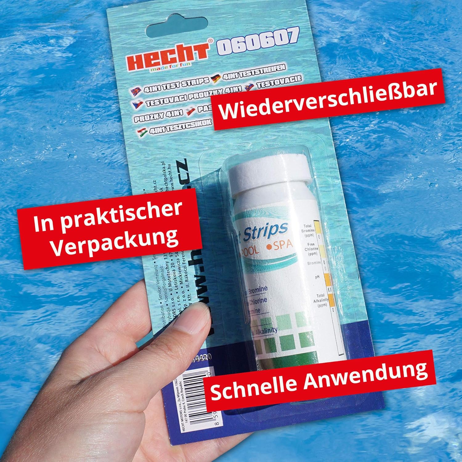 🧼 Zubehör & Pflege – Hecht Pool Test Strips - Perfect Measurement of Your Water Quality - Ideal Quick Test - New Test for Optimal Water Care, Water Quality - Chlorine Water Tester - Pool Test Strips (150) – Bild 3