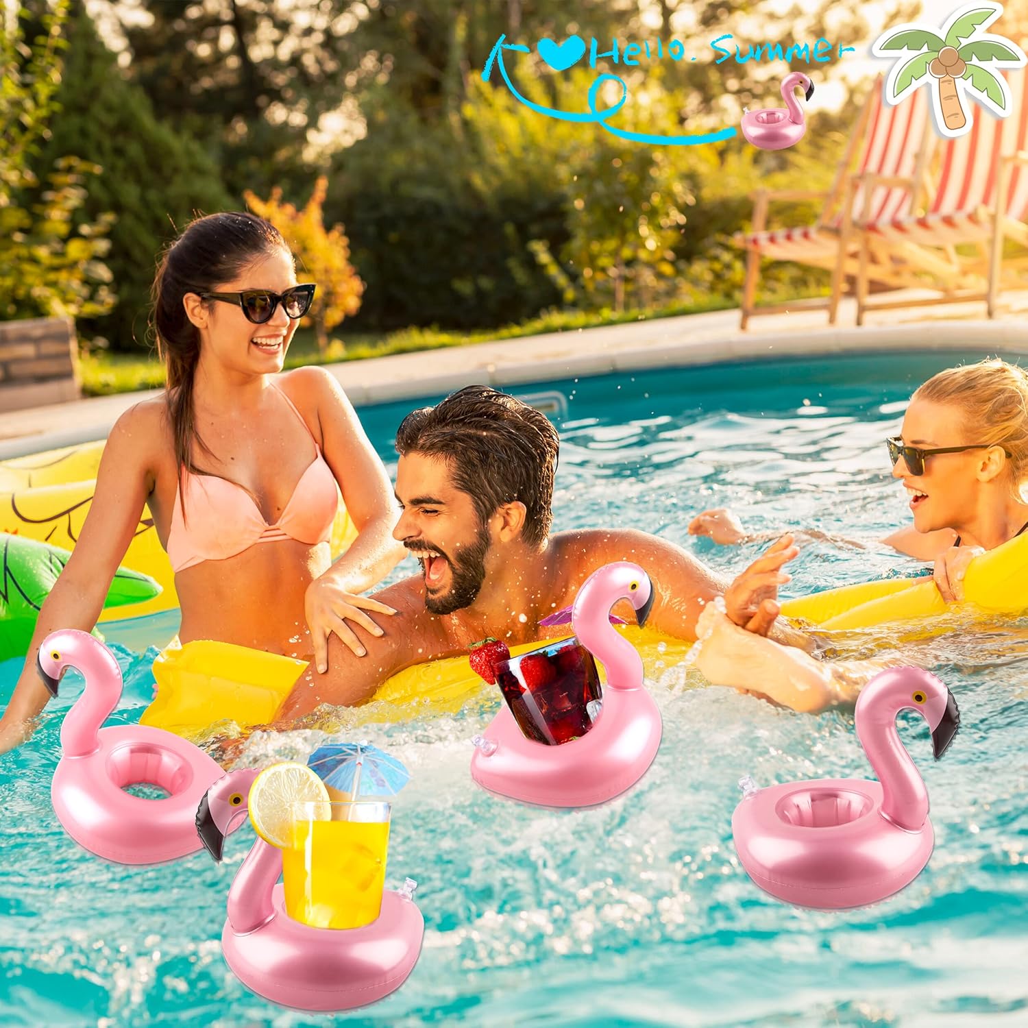 ⭐ Luxus Whirlpools – Aufblasbarer Flamingo-Getränkehalter, roségoldener Flamingo-Getränkehalter, Whirlpool-Getränkebecher-Untersetzer für Sommer-Schwimmbadpartys, 36 Stück – Bild 4