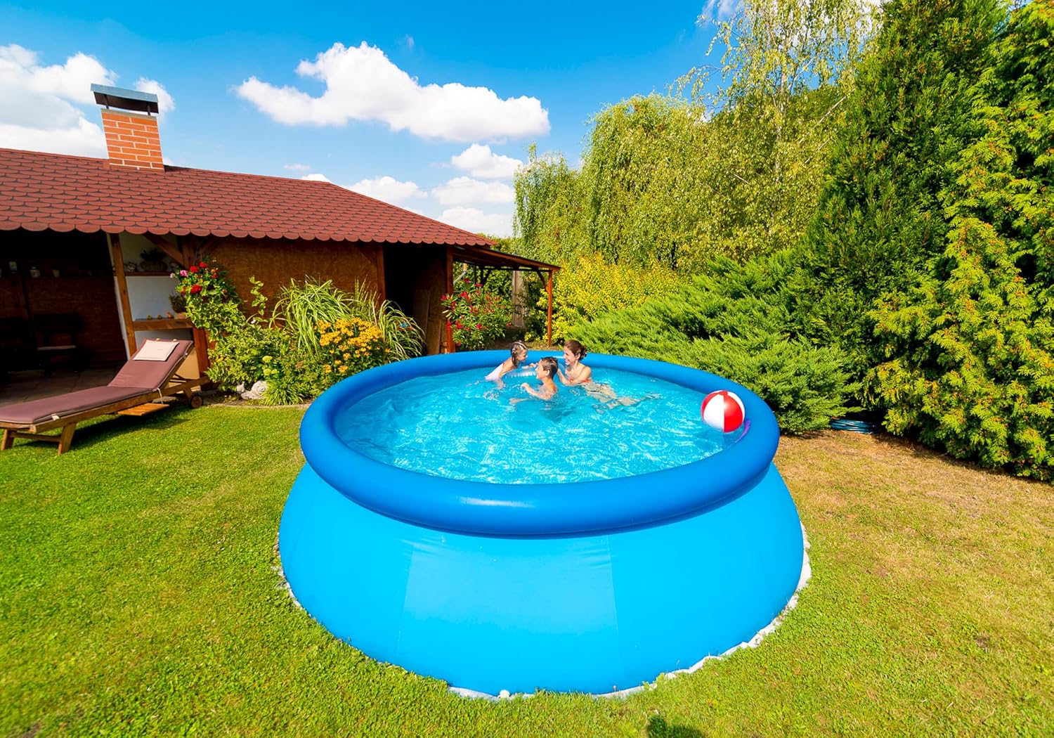 ⭐ Luxus Whirlpools – HAF Swing Quick Up Pool in Blau mit den Maßen 244 x 76 cm | Ca. 2.300 Liter Wasserkapazität | Selbstaufbauendes und selbsttragendes Schwimmbad | Gartenpool/Aufstellpool ohne Filterpumpe – Bild 5