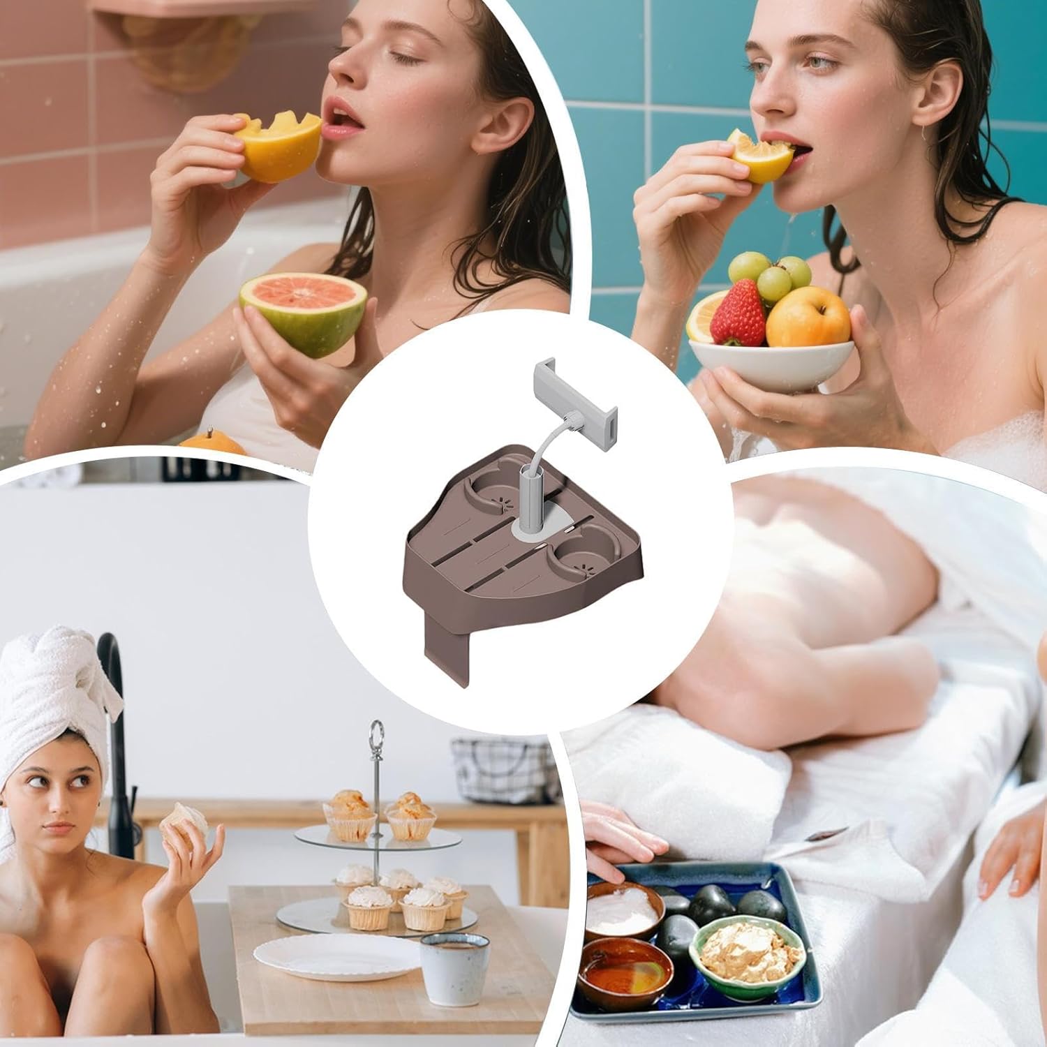 🎯 Whirlpool Gadgets – Verstellbares Badewannentablett mit 2 Getränkehaltern, Spa und Poolside Nizer für Whirlpools, aufblasbare Pools, Dusche und Barzubehör – Bild 5