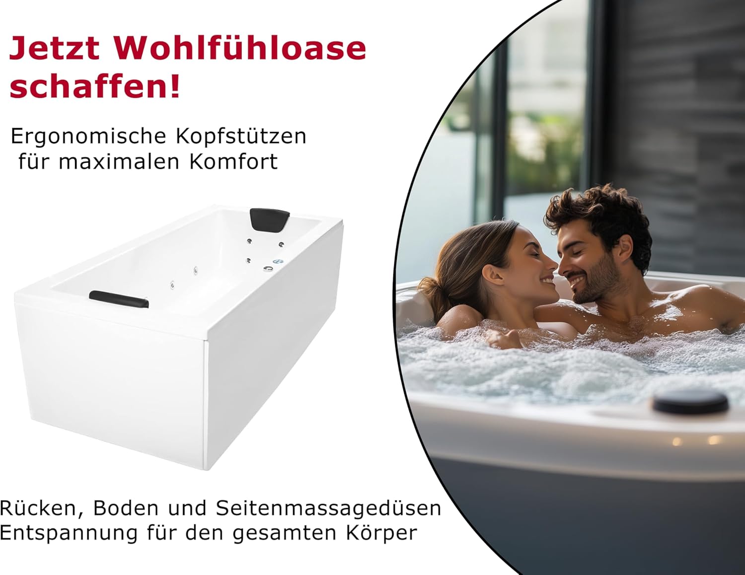🧼 Zubehör & Pflege – Relax Profi Whirlpool Bathtub - Made in Germany - Corner Mounting (180 x 80 cm) - 24 Massage Nozzles, Heating, Ozone Disinfection, Colour Light & Bluetooth Radio - Without Fittings – Bild 4