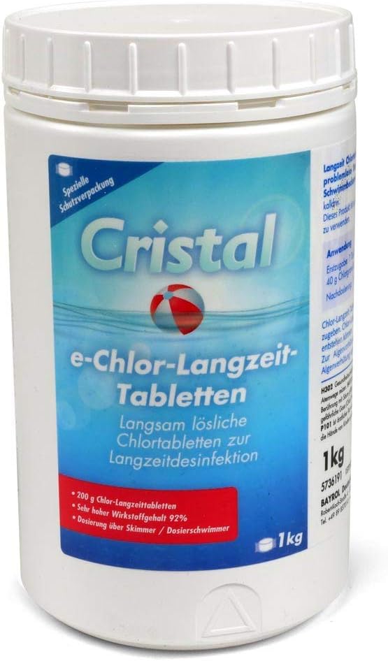 🧼 Zubehör & Pflege – Cristal Chlorine Long-Term Tablets 200 g - 1 kg Bucket with Dosing Float - Slow Dissolving for Pools from 20 m³ - High Active Chlorine Content - Long-term Disinfection – Bild 6