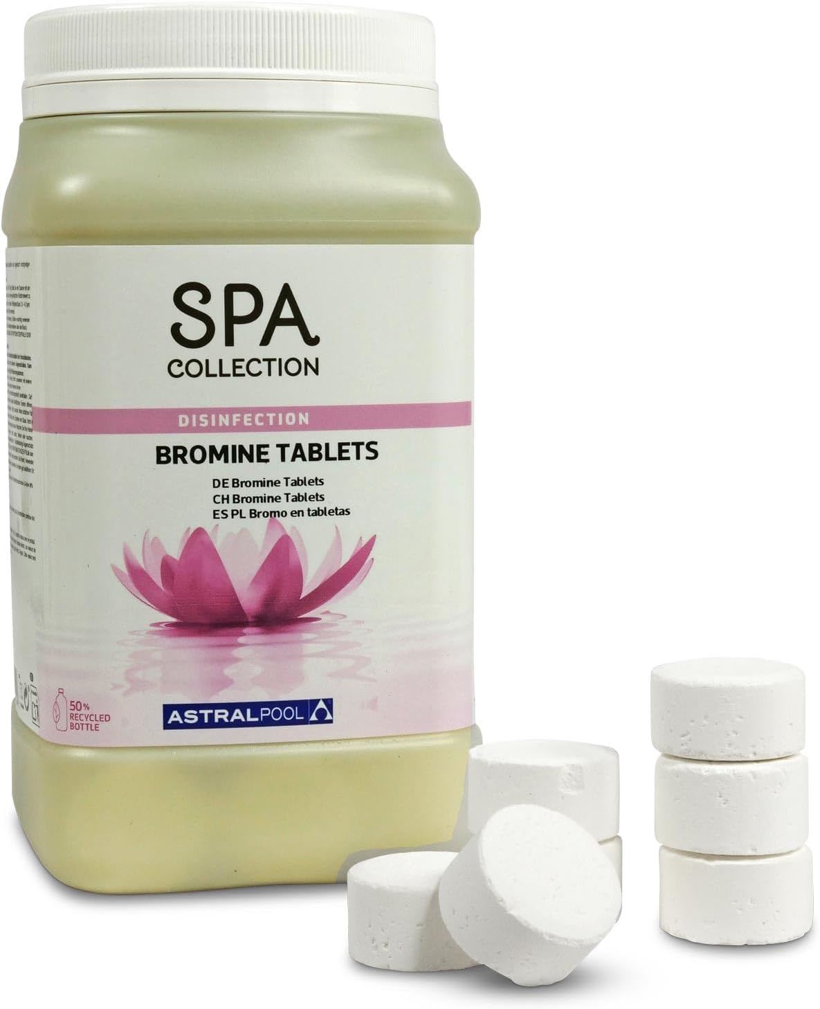 🧼 Zubehör & Pflege – Bromine Set - Astral Pool Spa Collection Bromine Tablets 50 x 20 g - Dosing Float Mini - Whirlpool Disinfection - Long-Lasting Effect - 1 kg Tin – Bild 2