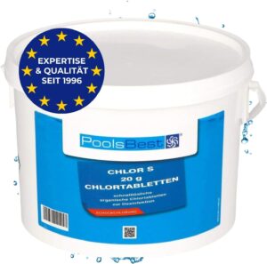 🧼 Zubehör & Pflege – POOLSBEST® 3 kg Chlorine Tabs S 20 g Tablets – Quick Dissolving Chlorine Tablets – Chlorine Tabs Act Quickly Against Bacteria, Fungi and Viruses