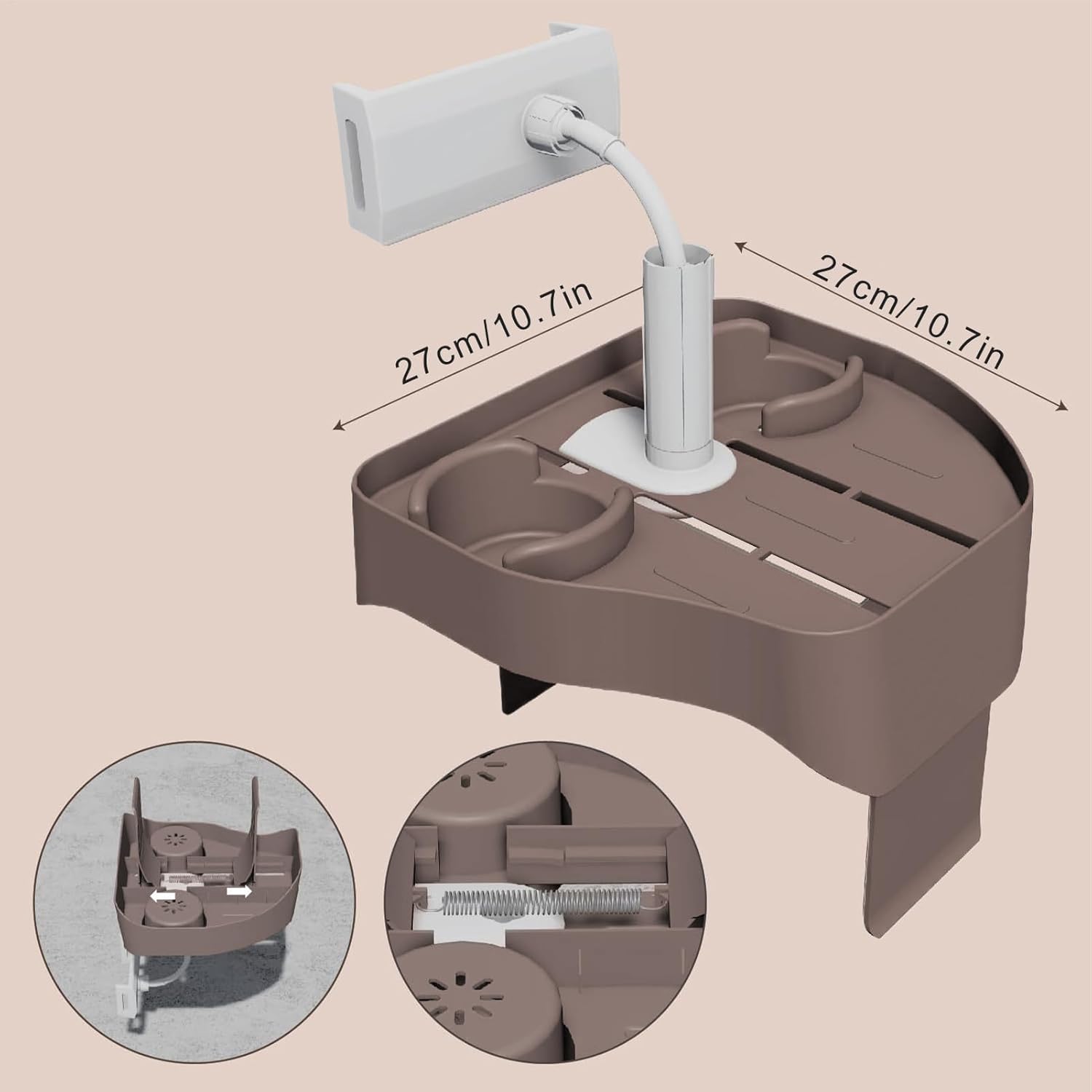🎯 Whirlpool Gadgets – Verstellbares Badewannentablett mit 2 Getränkehaltern, Spa und Poolside Nizer für Whirlpools, aufblasbare Pools, Dusche und Barzubehör – Bild 6