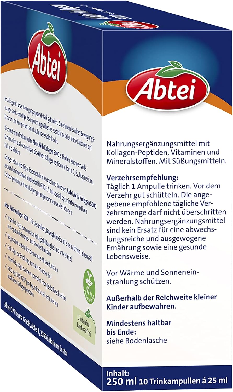🧼 Zubehör & Pflege – Abtei Active Collagen 5000 Dietary Supplement for Healthy Bones, Cartilage and Muscles, with Vitamin C, Magnesium and Zinc, 1 x 10 Drinking Ampoules of 25 ml – Bild 9