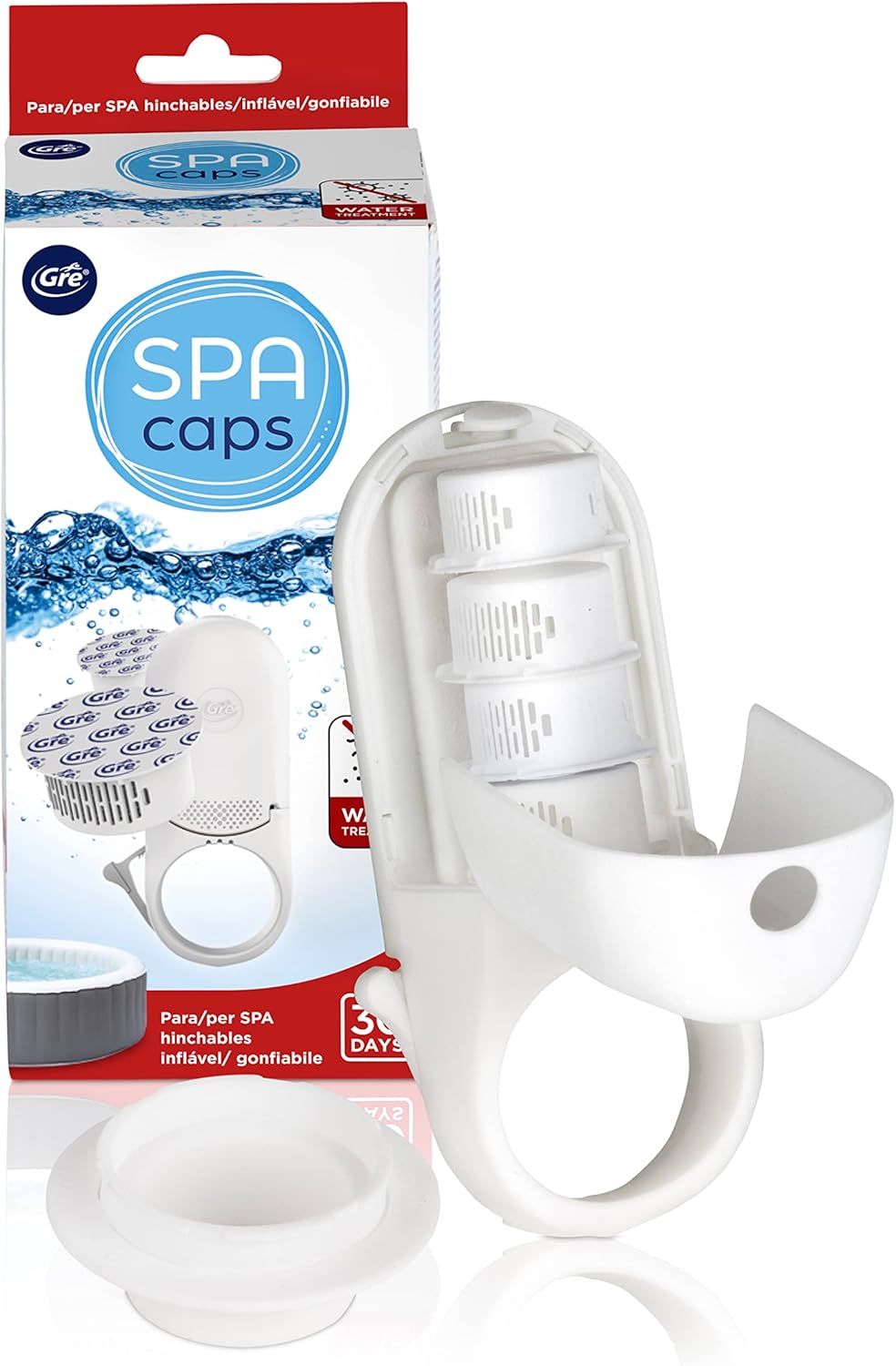🧼 Zubehör & Pflege – Gre Spacaps Dosing Cap - For Disinfection and Care of Hot Tubs, 1 Dosing System and 2 Capsules