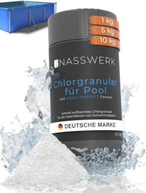 🧼 Zubehör & Pflege – Chlorine Granules for Pool 1 kg, Highly Effective Chlorine Granules for Pool and Whirlpool, Quick Chlorine Granules for Shock Chlorination and Shock Chlorination, Chlorine Granules Pool 1