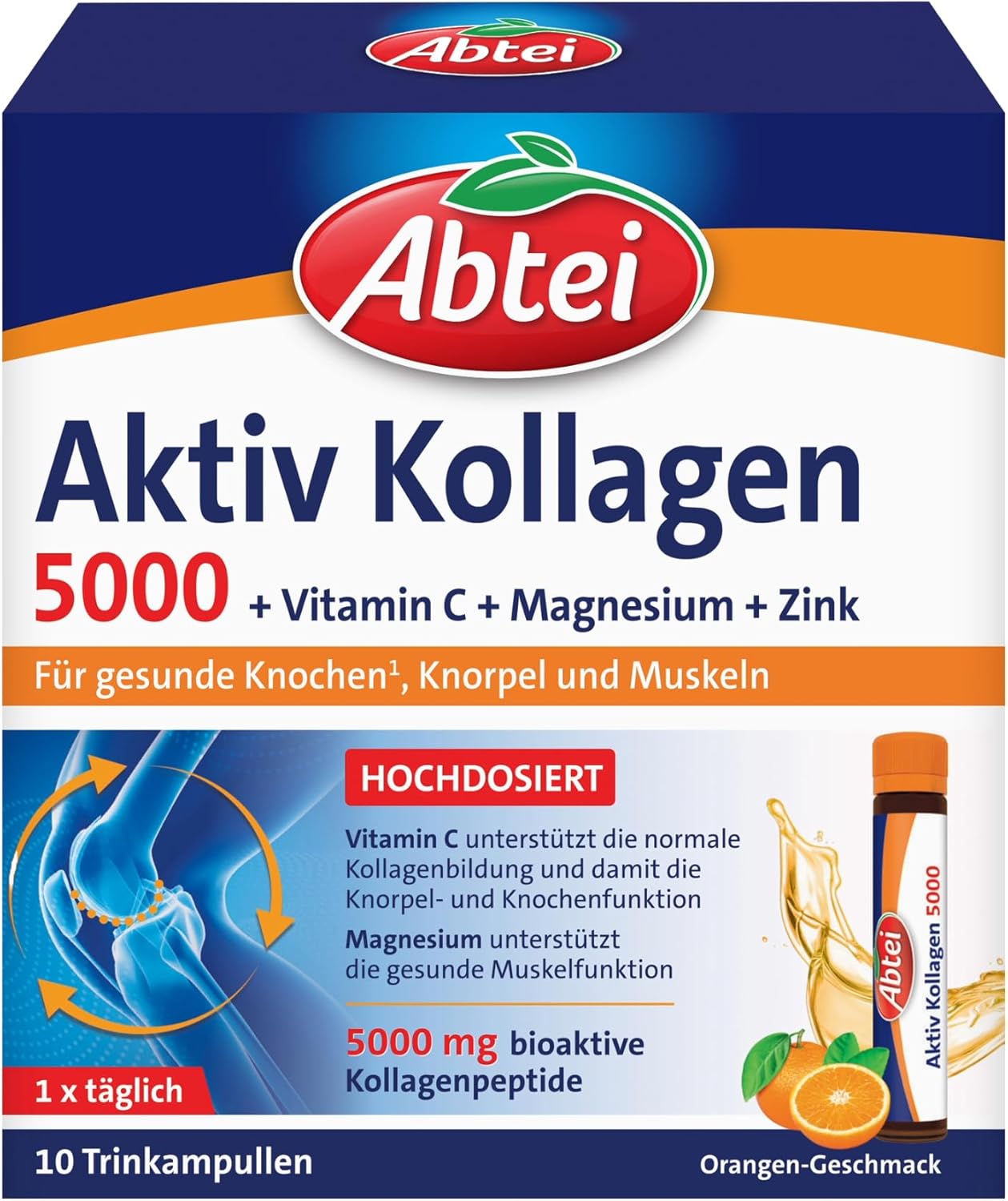 🧼 Zubehör & Pflege – Abtei Active Collagen 5000 Dietary Supplement for Healthy Bones, Cartilage and Muscles, with Vitamin C, Magnesium and Zinc, 1 x 10 Drinking Ampoules of 25 ml