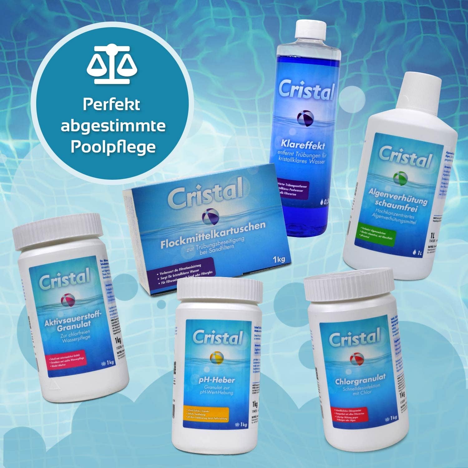 🧼 Zubehör & Pflege – Cristal Chlorine Long-Term Tablets 200 g - 1 kg Bucket with Dosing Float - Slow Dissolving for Pools from 20 m³ - High Active Chlorine Content - Long-term Disinfection – Bild 5