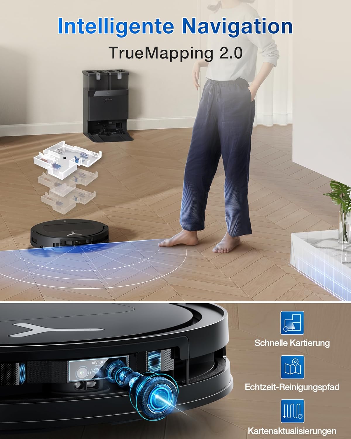 🧼 Zubehör & Pflege – ECOVACS DEEBOT T50 PRO Omni Gen2 Robot Vacuum Cleaner with Mop Function, Extended Side Brush and Mop, 21,000 Pa, Auto Addition of Cleaning Solution, Mop Wash with 75°C Hot Water, Ultra Thin 81 mm – Bild 8