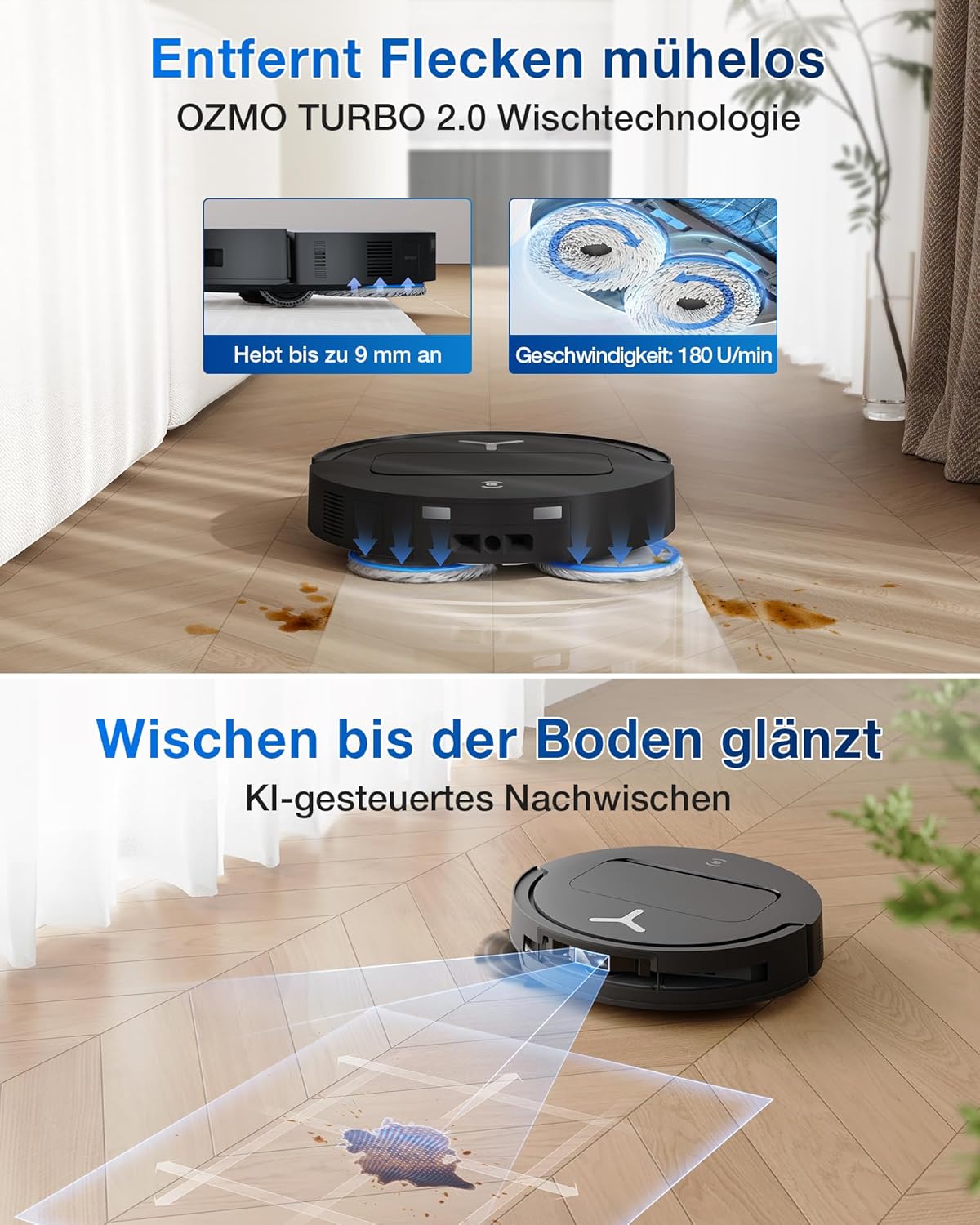 🧼 Zubehör & Pflege – ECOVACS DEEBOT T50 PRO Omni Gen2 Robot Vacuum Cleaner with Mop Function, Extended Side Brush and Mop, 21,000 Pa, Auto Addition of Cleaning Solution, Mop Wash with 75°C Hot Water, Ultra Thin 81 mm – Bild 5