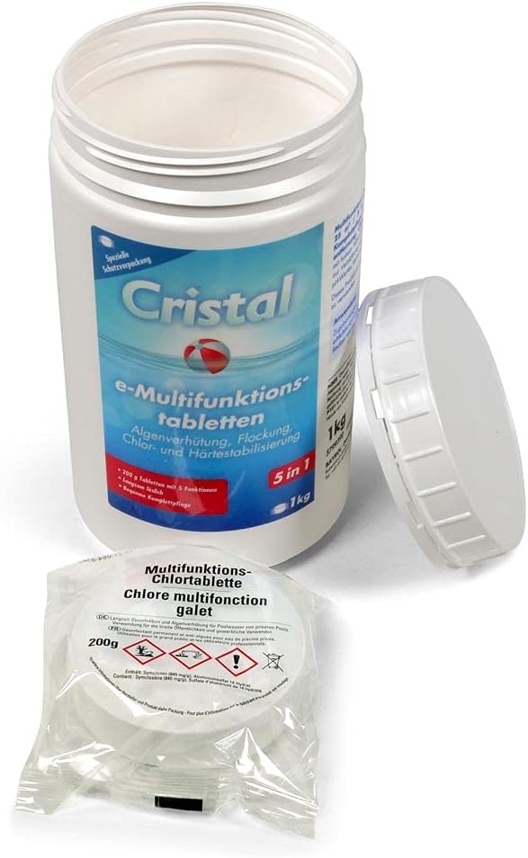 🧼 Zubehör & Pflege – Cristal Multitabs E-Chlorine 200 g - 5 kg Pool Care Set - 5 in 1 Long-Term Chlorine Tablets for Crystal Clear Water - For Pools from 25 m³ – Bild 7
