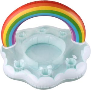 🎯 Whirlpool Gadgets – Schwimmender Getränkehalter für den Pool, aufblasbar, mit mehreren Becherschlitzen für den Einsatz in Pools, Whirlpools und Outdoor-Cabana-Bars (bunt)