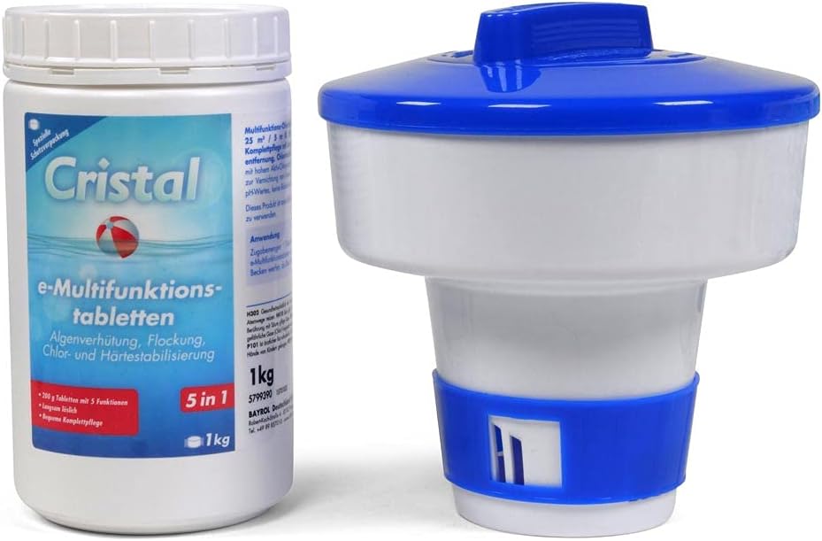 🧼 Zubehör & Pflege – Cristal e-Chlor Multitabs 200 g with 5-in-1 Care Slow Dissolving, Individually Packed, Includes Dosing Float, for Pools from 15 m³ - Multifunctional Tablets, Complete Care with Long-Lasting Effect (1 – Bild 6