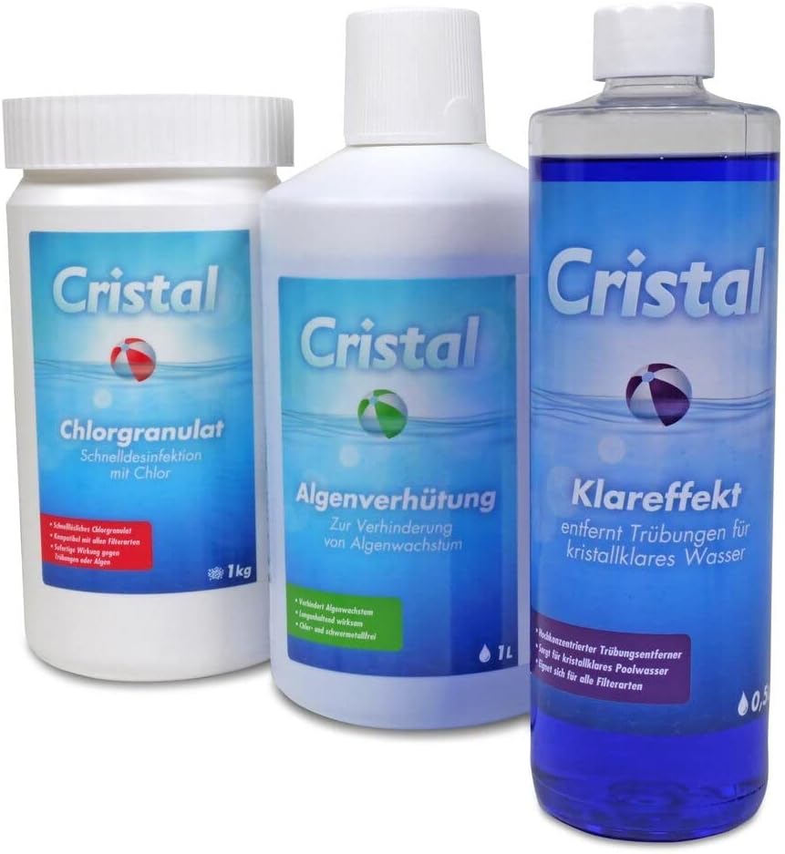 🧼 Zubehör & Pflege – Cristal Water Care Set 2.5 kg - Chlorine Granules Quickly Dissolves - Algae Prevention - Clear Effect Turbidity Remover - Care Brochure - Pool Whirlpool – Bild 2