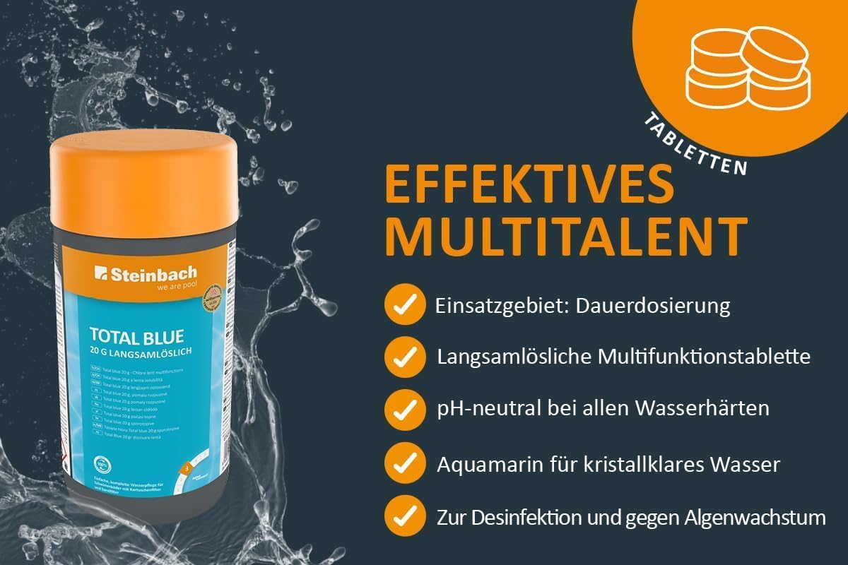 🧼 Zubehör & Pflege – Steinbach Pool Care Crystal Clear + Total Blue Starter Set Liquid 1 Litre with 50 Test Strip Kit Ideal for Water Control Pool Water Clean and Crystal Clear – Bild 3