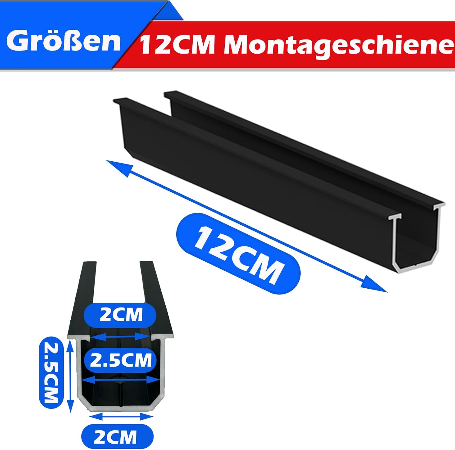 🎯 Whirlpool Gadgets – Solar Panel Mount Mounting Set, Black 12 cm Aluminium Profile and Adjustable Brackets Attachment for Solar Module, Solar Panel Mount 2 Modules 30-35 mm for Flat Roof, Trapezoidal Sheet Metal – Bild 2