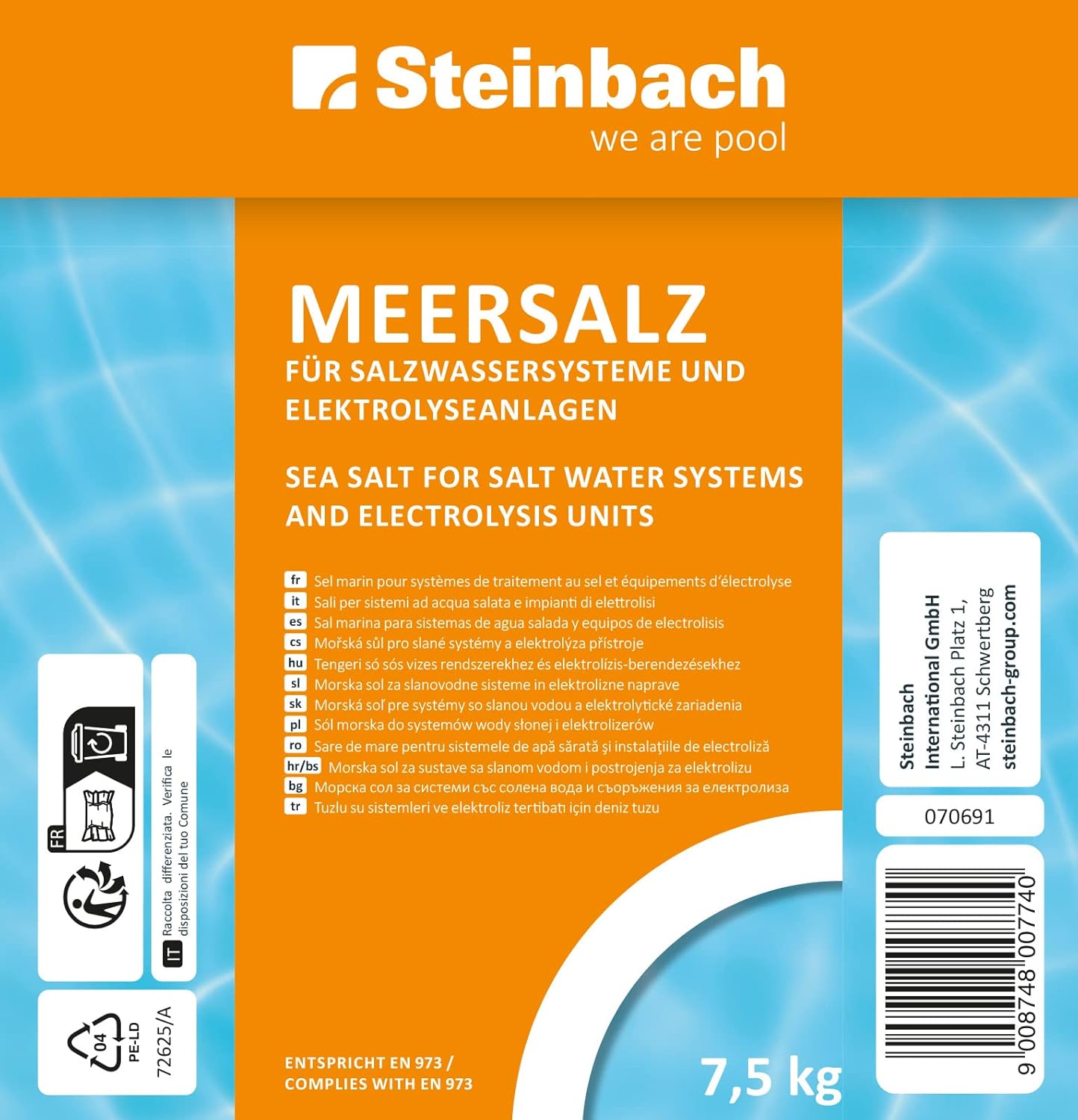🧼 Zubehör & Pflege – Steinbach Coarse-grained sea salt especially suitable for hot tubs, slowly and evenly soluble, 7.5 kg, 070691 – Bild 3
