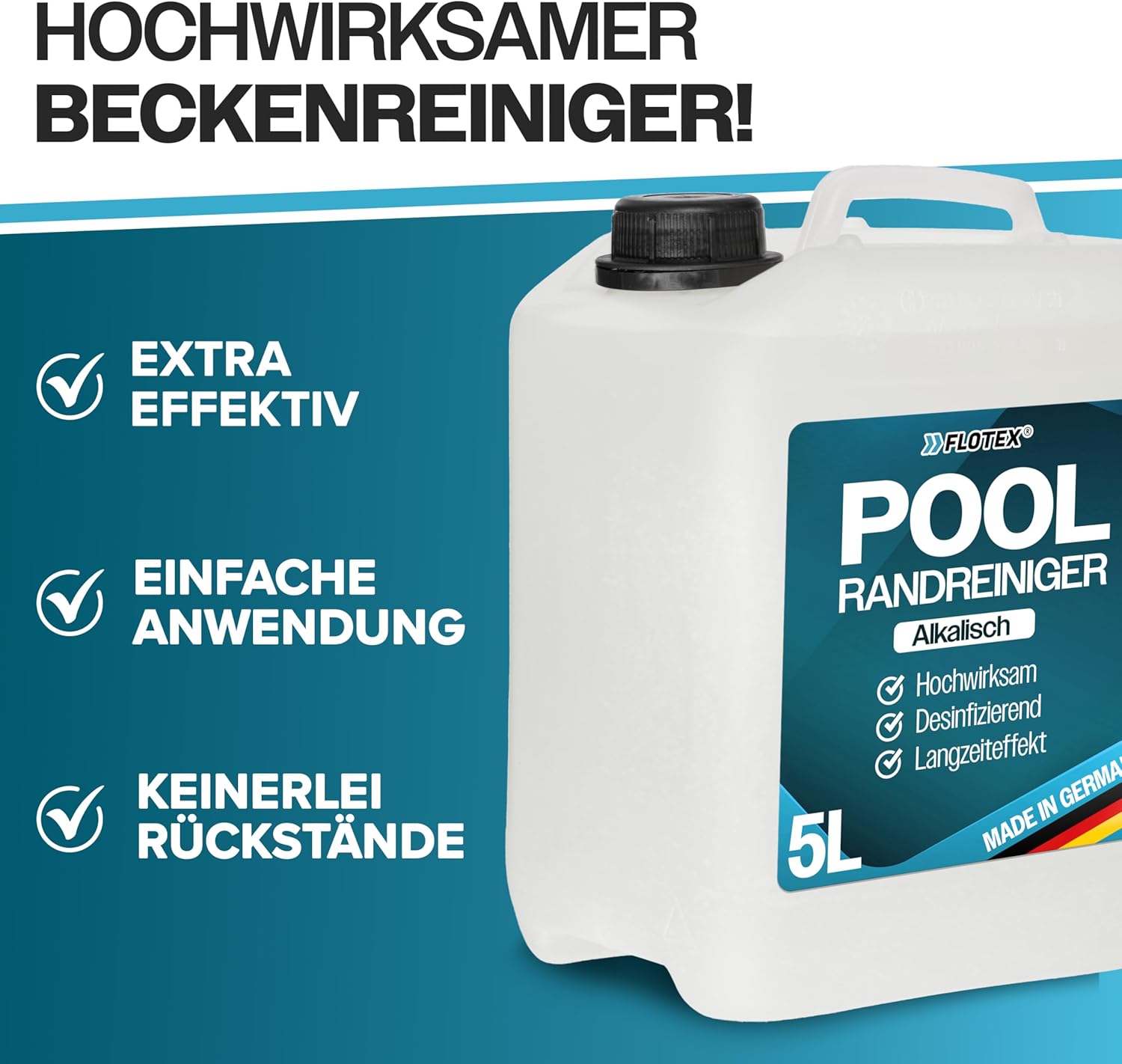 🧼 Zubehör & Pflege – Highly Effective Pool Edge Cleaner Alkaline 5L | Pool Edge Cleaner for Foil Pools | Effective Pool Film Cleaner | Pool Edge Cleaner Pool for Tiles, Ceramics and Film – Bild 2