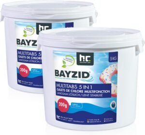 🧼 Zubehör & Pflege – Bayzid Chlorine Multitabs 5 in 1-200 g Chlorine Tablets for Pool - 2 x 5 kg (10 kg) - 5-Phase Care & Cleaning - Made in Europe - For Crystal Clear Pool Water
