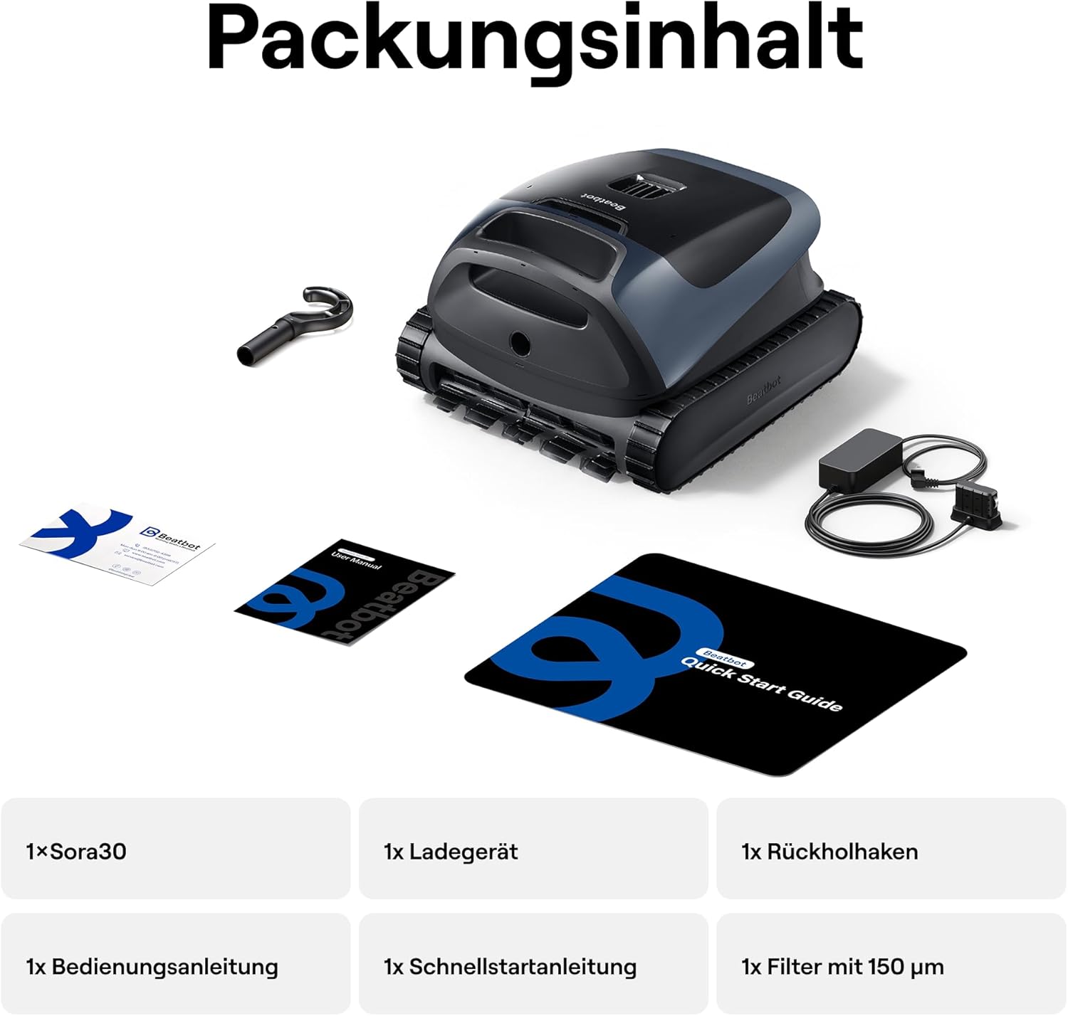 🧼 Zubehör & Pflege – Beatbot Sora 30 Poolroboter Boden und Wand, 25700 LPH Saugleistung, 3-Zonen-Reinigung, intelligentes Parken an der Wasseroberfläche, 5 Stunden Laufzeit, Filterkorb mit 5 L Kapazität, Tiefblau – Bild 9