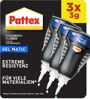 🧼 Zubehör & Pflege – Pattex Super Glue Ultra Matic Gel (3 Pack x 3 g), Extra Strong Super Glue Gel for Quick, Flexible Instant Repairs, Waterproof Glue for Most Materials