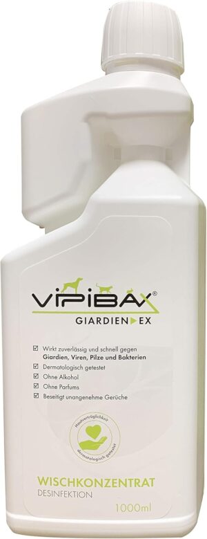 🧼 Zubehör & Pflege – ViPiBaX Giardien Ex The Hygienic Concentrate Especially for Pets for Disinfecting Floor Helps to Protect Dogs, Cats and Other Animals from Giardia, Viruses, Bacteria and Fungi
