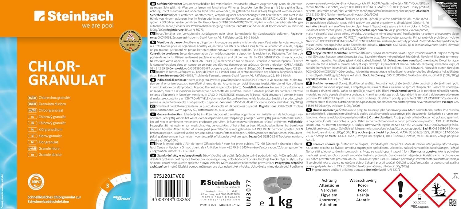 🧼 Zubehör & Pflege – Steinbach Pool Care Set | Chlorine Granules 1 kg & Quicktest Strips pH/Cl (Pack of 50) | for Shock Treatment & Water Analysis | Quick Dissolving & pH Neutral | for Pools & Hot Tubs – Bild 8