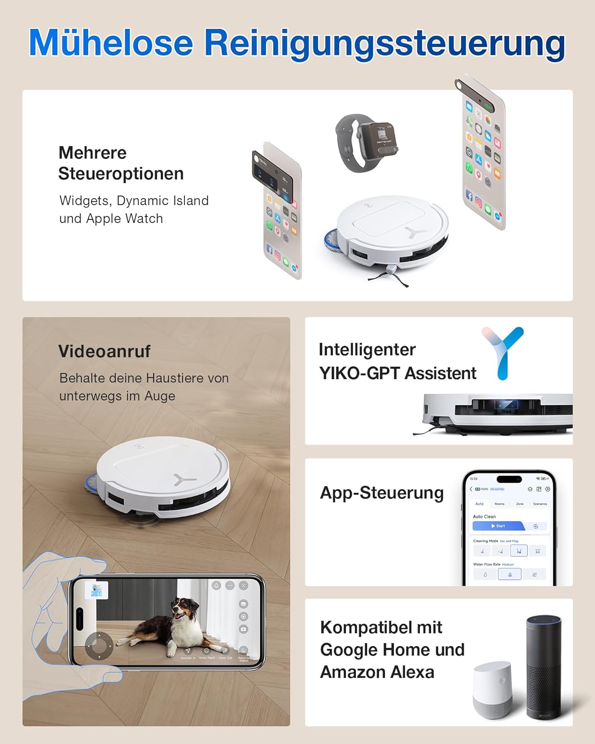 🧼 Zubehör & Pflege – ECOVACS DEEBOT T50 PRO Omni Gen2 Robot Vacuum Cleaner with Mop Function, Extended Side Brush and Mop, 21,000 Pa, Auto Addition of Cleaning Solution, Mop Wash with 75°C Hot Water, Ultra Thin 81 mm – Bild 8