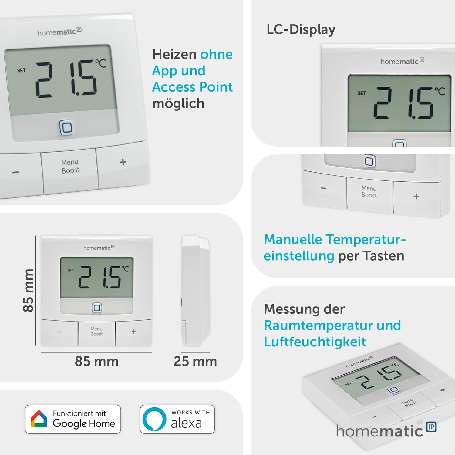 🧼 Zubehör & Pflege – Bundle of Homematic IP Smart Home Radiator Thermostat - Basic (2x), Digital Thermostat Heating, Control via App, Alexa, Google + Wall Thermostat - Basic, Digital Thermostat for Radiators – Bild 5