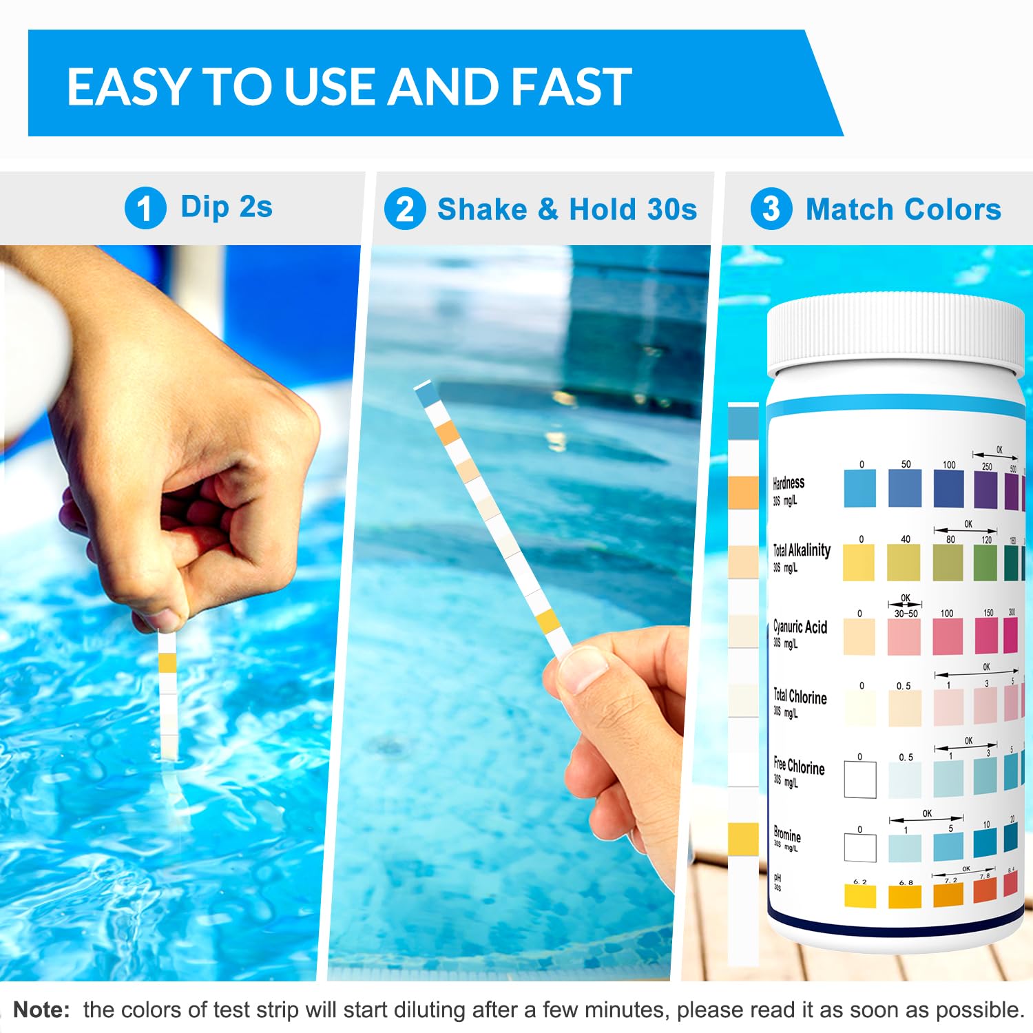 🎯 Whirlpool Gadgets – 7-in-1 Pool Test Strips, Quick Pool Water Tester, Simple Test Strips for Pool pH and Chlorine, Cyanuric Acid, Bromine and More Pool Tester, Pool Accessories for Swimming Pools, Spa (Pack of 50 – Bild 4