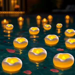 🎯 Whirlpool Gadgets – 12 Pieces 2 inch LED Floating Candles, 180 Hours Floating Candles for Pool, Suitable for Romantic Wedding Centerpieces/Bathroom/Pool/Fountain