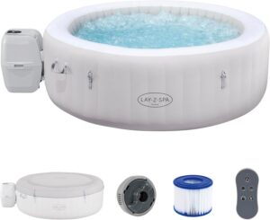 🧼 Zubehör & Pflege – Bestway Lay-Z-SPA Paris AirJet LED Hot Tub, Diameter 196 x 66 cm, Inflatable Spa for 6 People with 140 Nozzles, Heated up to 40°C, Atmospheric LED Lighting for the Garden