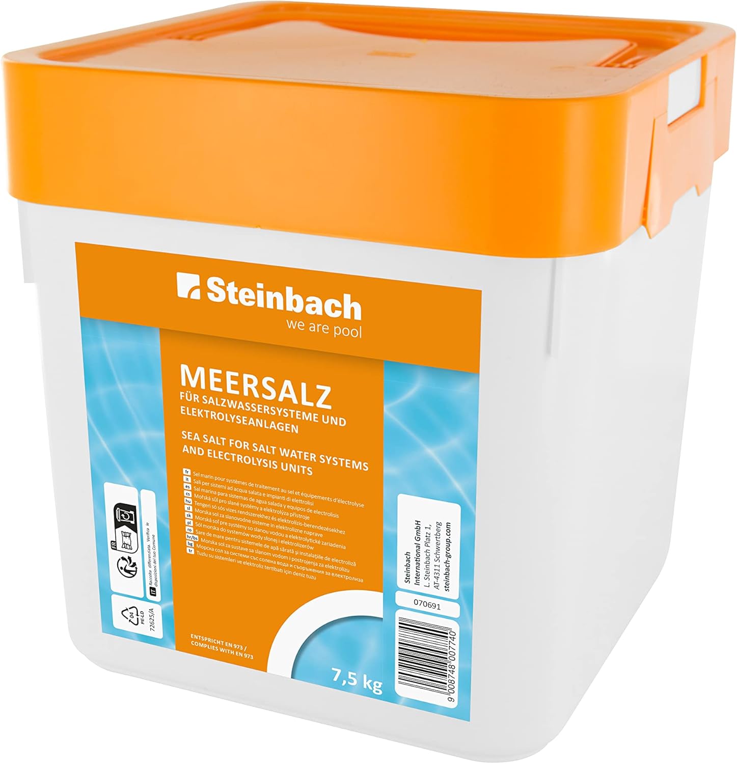 🧼 Zubehör & Pflege – Steinbach Coarse-grained sea salt especially suitable for hot tubs, slowly and evenly soluble, 7.5 kg, 070691