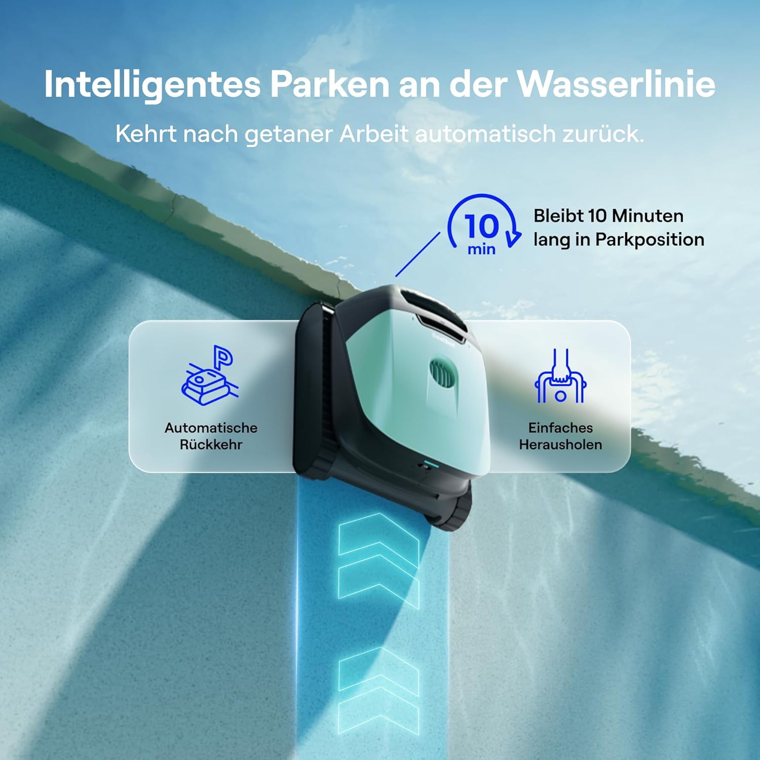 🧼 Zubehör & Pflege – Beatbot Sora 10 Poolroboter, Poolroboter Boden und Wand, Reinigt Wasserlinie & Plattformen, 25700 LPH Saugleistung, smartes Parken an der Waaaerlinie, 5 L großer Filterkorb, bis zu 5 Stunden Bodenrein – Bild 4