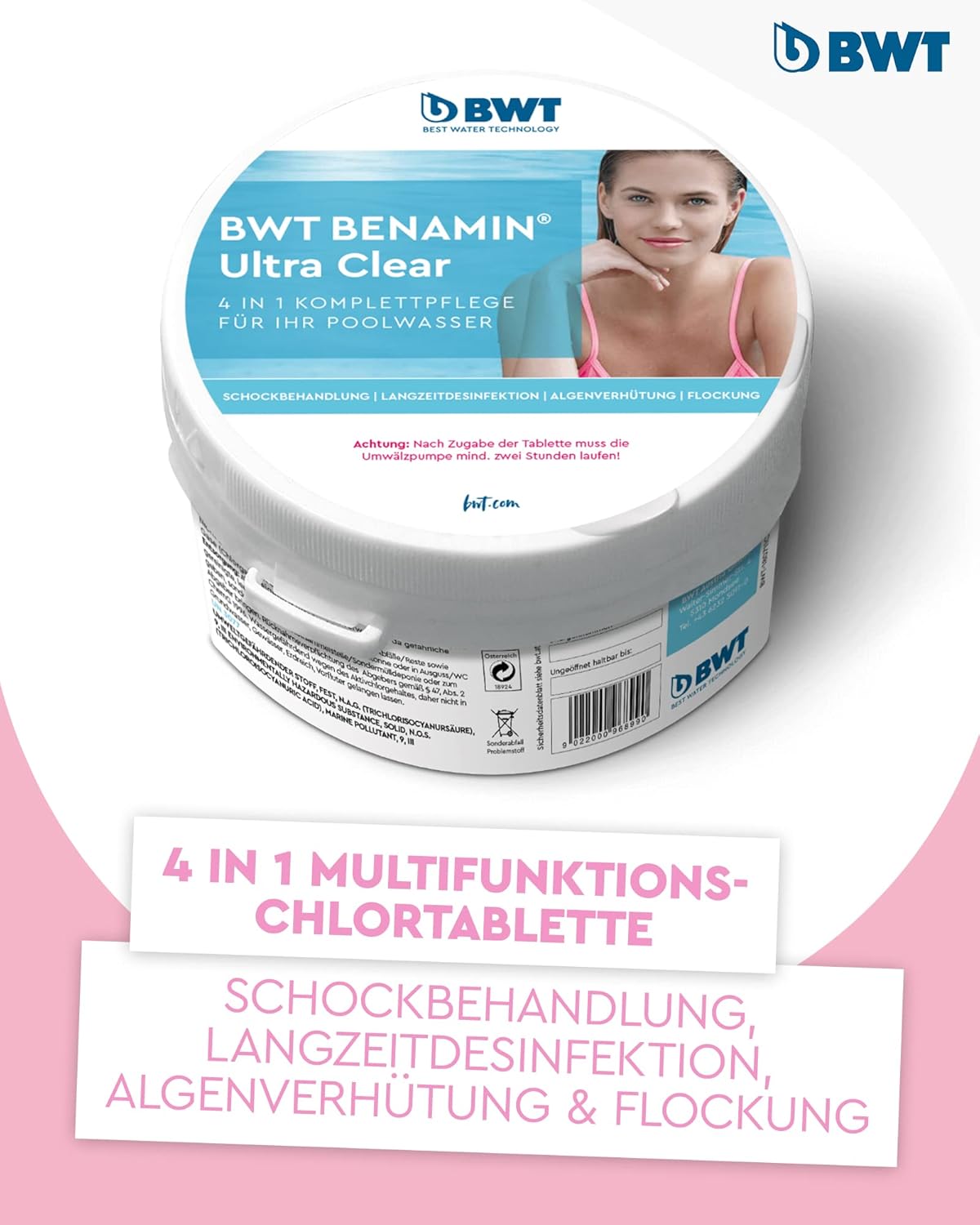🧼 Zubehör & Pflege – BWT Benamin Ultra Clear Pool Cleaner | Disinfectant & Water Sterilization Tablet | For Crystal Clear Pool Water | Self-Dispensing and With Reduced Chlorine Insert – Bild 2