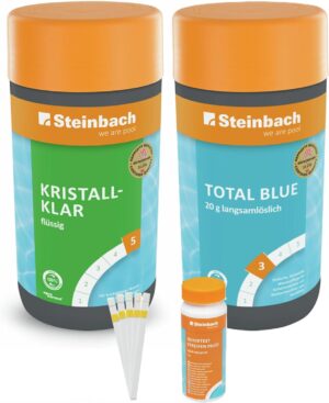 🧼 Zubehör & Pflege – Steinbach Pool Care Crystal Clear + Total Blue Starter Set Liquid 1 Litre with 50 Test Strip Kit Ideal for Water Control Pool Water Clean and Crystal Clear