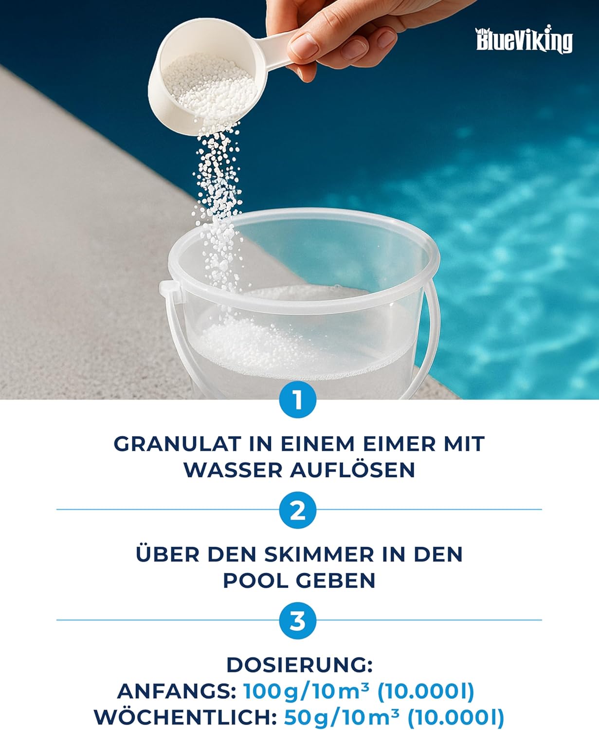 🧼 Zubehör & Pflege – Chlorine Granules for Pool 1 kg - Shock Chlorination & First Use, Quick Dissolving, 55% Active Chlorine, pH Neutral, Limescale Free – Bild 4