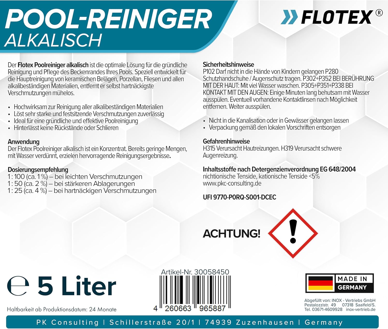 🧼 Zubehör & Pflege – Highly Effective Pool Edge Cleaner Alkaline 5L | Pool Edge Cleaner for Foil Pools | Effective Pool Film Cleaner | Pool Edge Cleaner Pool for Tiles, Ceramics and Film – Bild 3