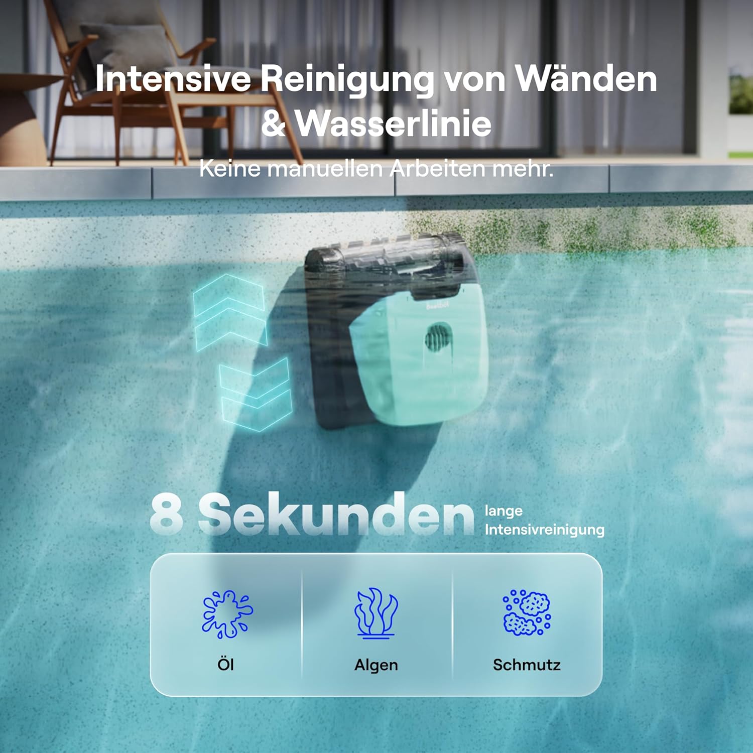 🧼 Zubehör & Pflege – Beatbot Sora 10 Poolroboter, Poolroboter Boden und Wand, Reinigt Wasserlinie & Plattformen, 25700 LPH Saugleistung, smartes Parken an der Waaaerlinie, 5 L großer Filterkorb, bis zu 5 Stunden Bodenrein – Bild 3