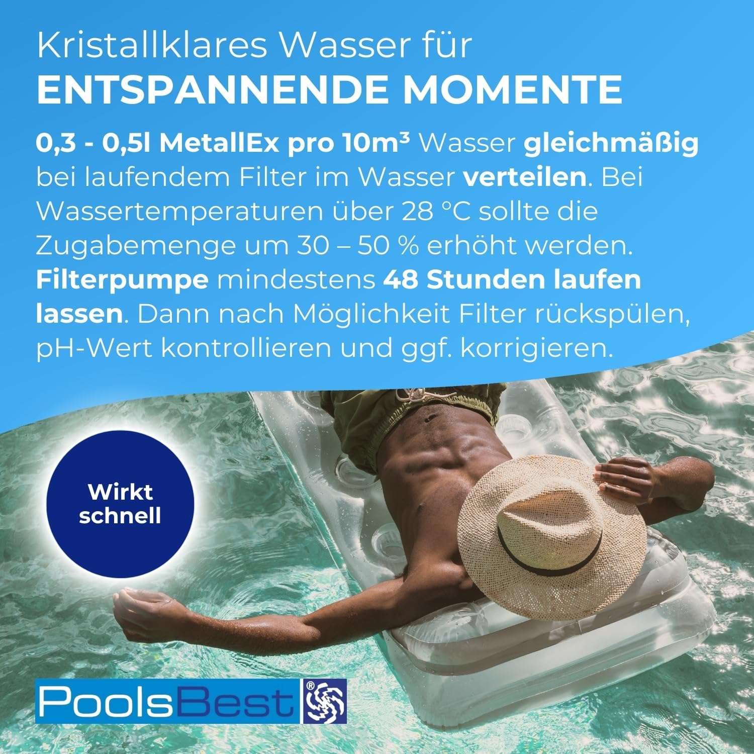 🧼 Zubehör & Pflege – PoolsBest MetallEx 1 Litre I Cleaner Against Limescale & Metal in the Pool I Pool Cleaner for Crystal Clear Pool Water I High-Quality Metal & Limescale Remover I Pool Cleaner Strong Acidic I Pool – Bild 3