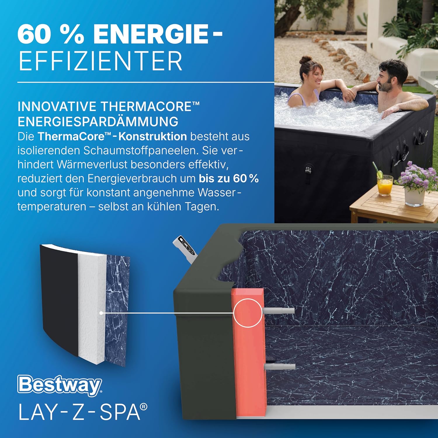 🧼 Zubehör & Pflege – Bestway Lay-Z-SPA Stockholm AirJet Energy-Saving Whirlpool 164 x 164 cm - Smart Pool for 6 People with App Control, 40°C Heating, ThermaCore Insulation & 140 Massage Jets, Winterproof & Black – Bild 6